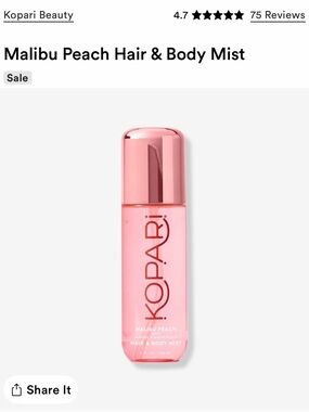 NEW Kopari 🍑 Malibu Peach fragrance body mist 4 oz unused summer scent